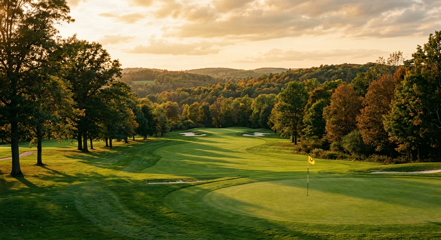 Western New York golf course at golden hour