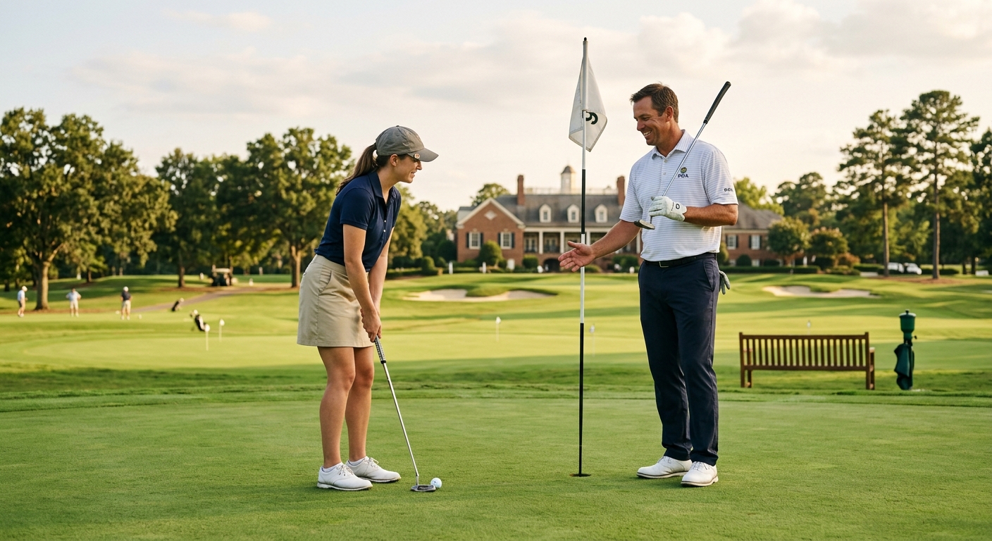 A PGA professional teaching a lesson